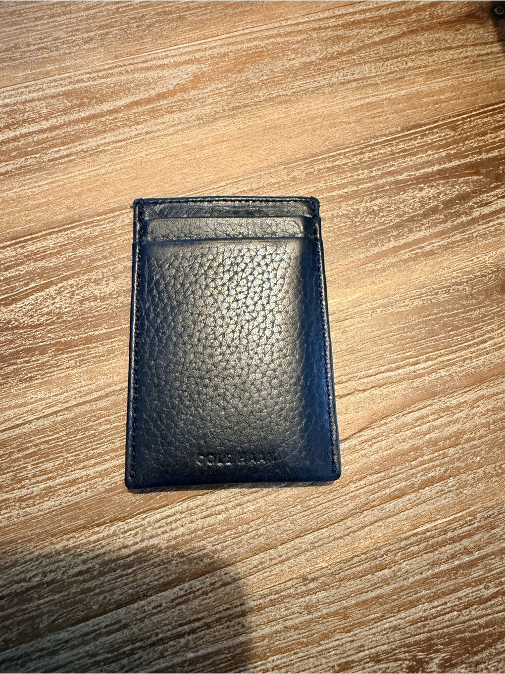 Cole Haan black Pebbled Leather Card Sleeve Wallet